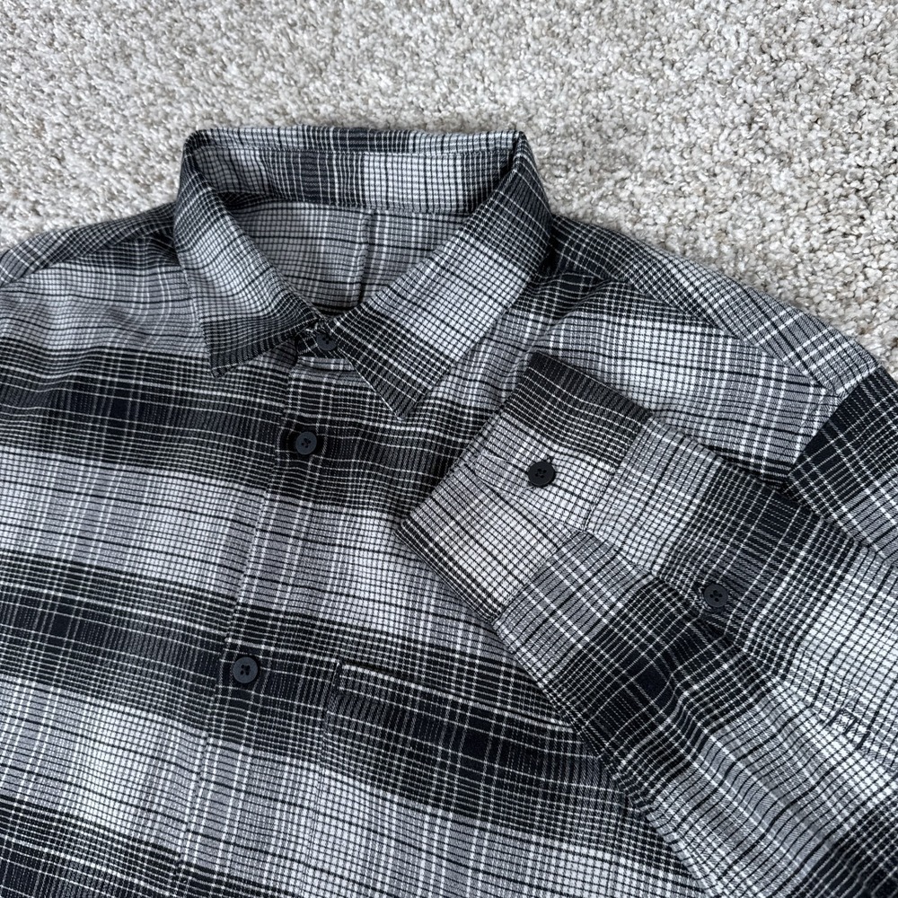 Lululemon Shirt Mens XL Gray Plaid Masons Peak Flannel Hunting Camp Preppy
